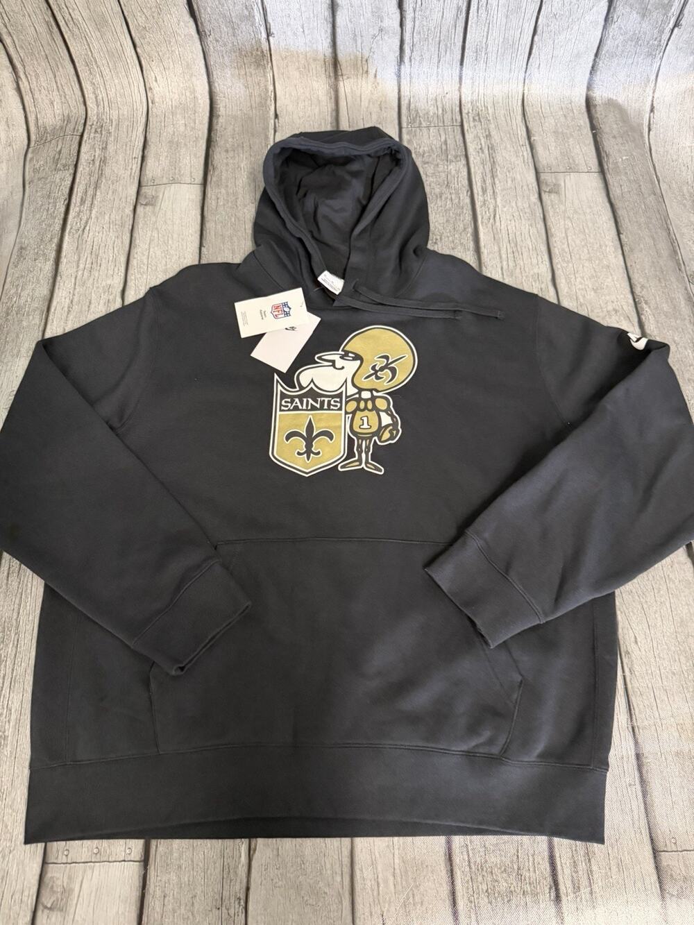 NWT Men’s Nike New Orleans Saints Rewind Hoodie XL Black Retro Logo Sweatshirt